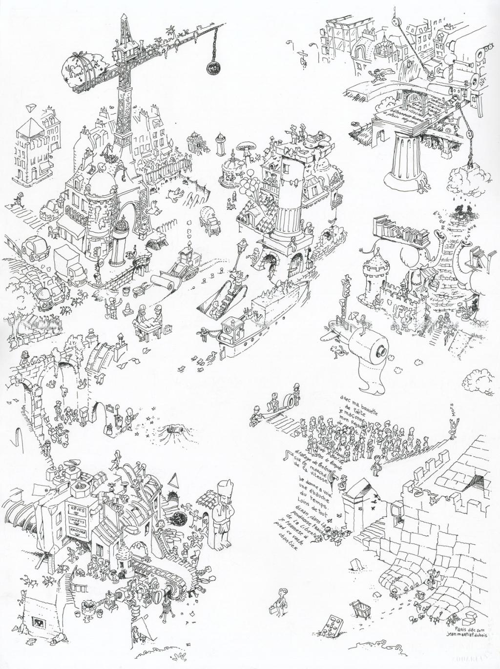 illustration originale 
"au pied du mur - Jean-Martial Dubois - Encre de Chine - 2533