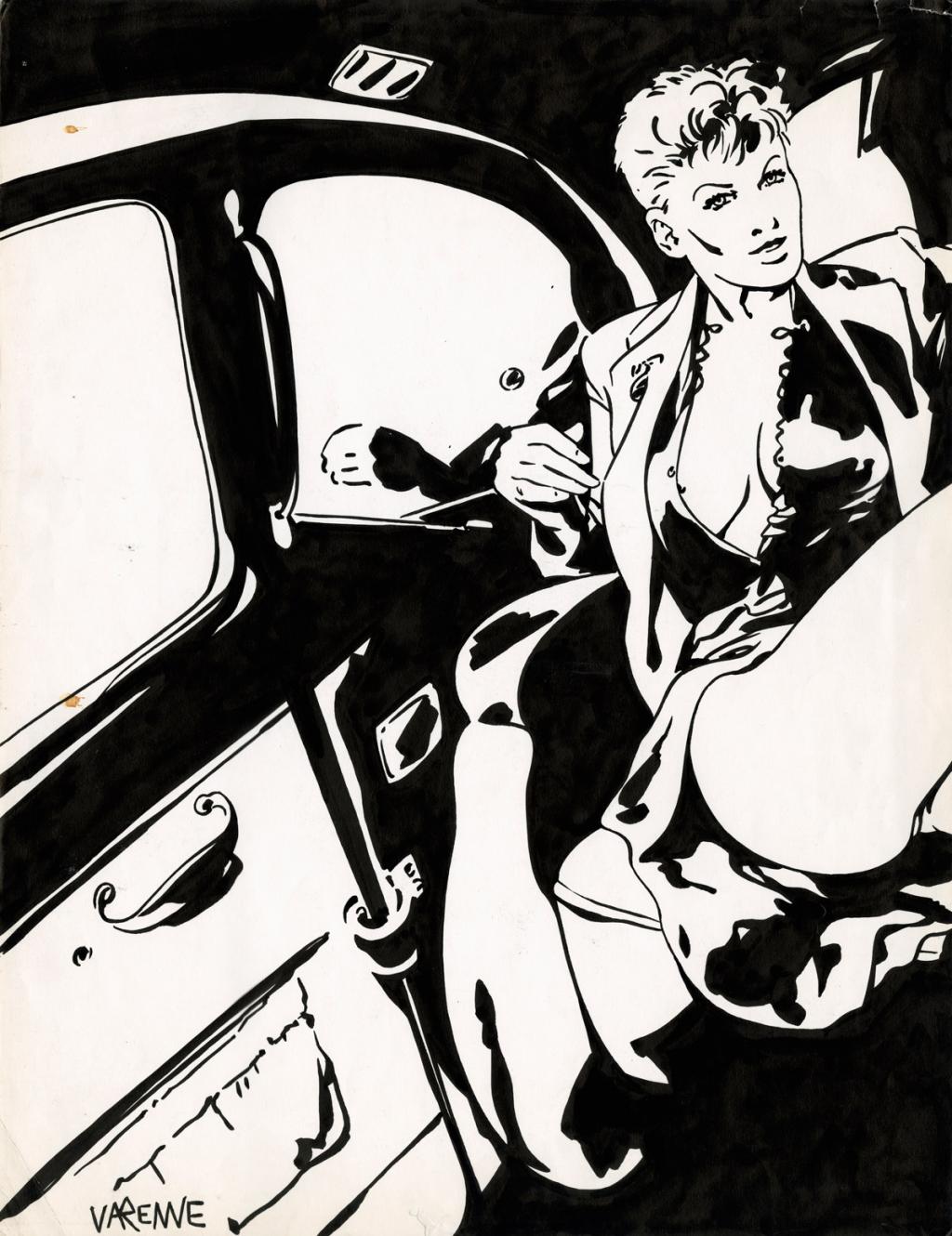 illustration originale (feuille déchirée coin supérieur droit et à la base) - Alex Varenne - Encre de Chine sur papier - 2502