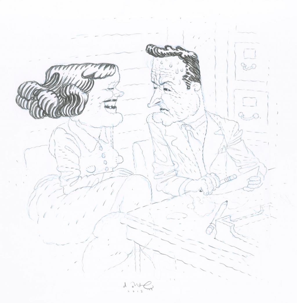 2 études de "The Power of Sexual Surrender" de Marie N.Ronbinson - chapter : The Masculine Woman - Dave Cooper - Mine de plomb et crayon de couleur - 2528