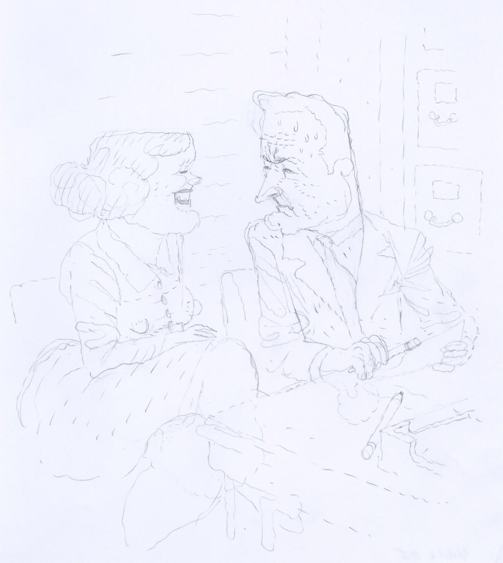 2 études de "The Power of Sexual Surrender" de Marie N.Ronbinson - chapter : The Masculine Woman - Dave Cooper - Mine de plomb et crayon de couleur - 2528