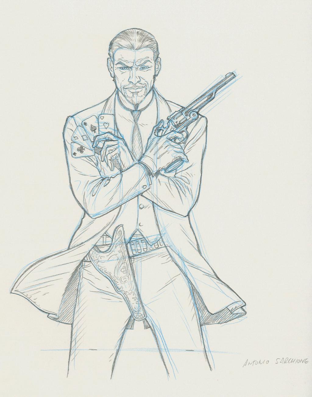 Crayonné original - couv. casseur - Antonio Sarchione - Mine de plomb et crayon de couleur - 2617