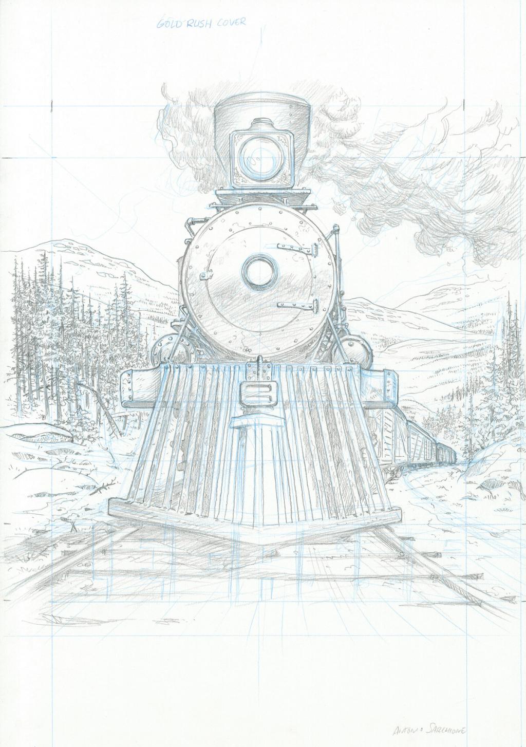 Crayonné original couverture - Antonio Sarchione - Mine de plomb et crayon de couleur - 2622