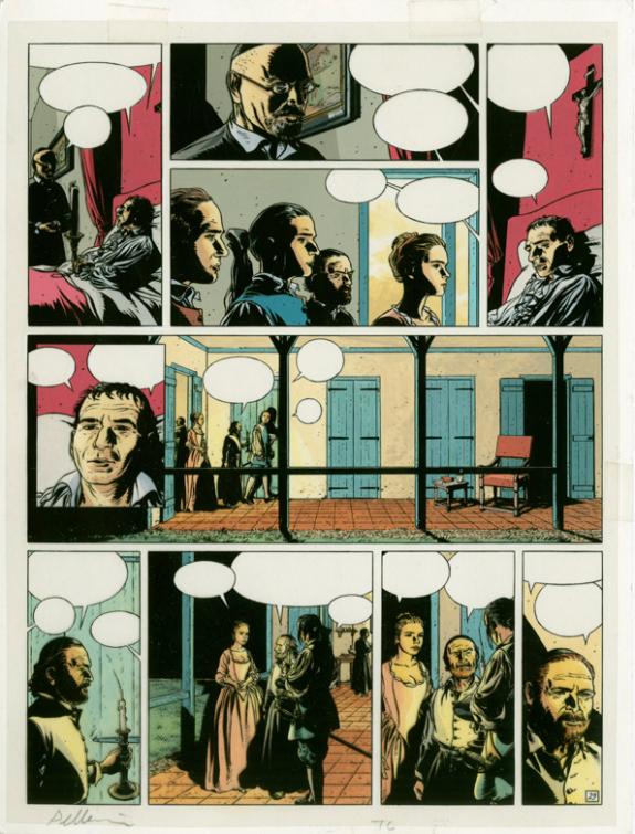 Planche originale (sous cadre) + bleu - Patrice Pellerin - Encre de Chine sur papier - 2657