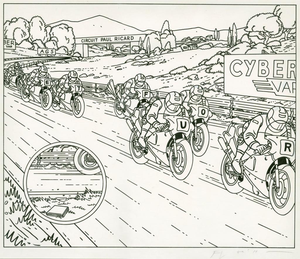 illustration originale "Circuit Jean Paul Ricard - Jean-Claude Floc'h - Encre de Chine sur papier - 2678