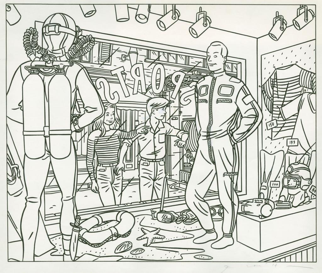 illustration originale "Toulon boutique - Jean-Claude Floc'h - Encre de Chine sur papier - 2679