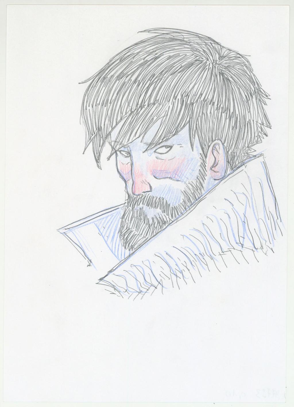 Crayonné original - Antoine Carrion - Mine de plomb et crayon de couleur - 3808