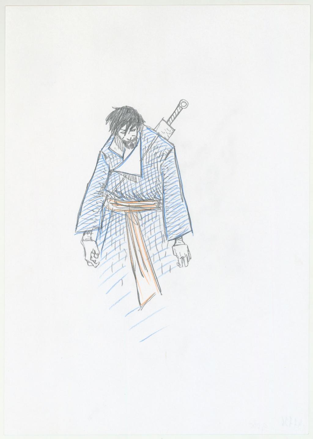 Crayonné original - Antoine Carrion - Mine de plomb et crayon de couleur - 3807