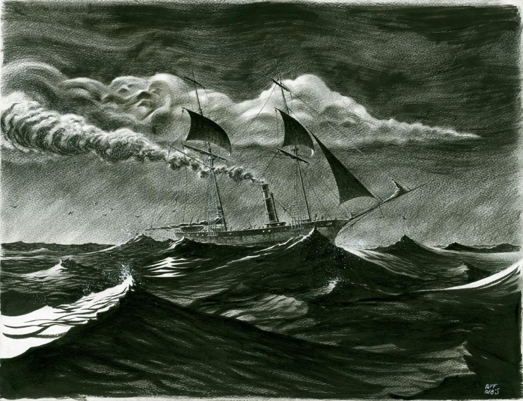 Illustration originale inédite - Riff Reb's - Encre de Chine, pastel, acrylique sur papier - 6471