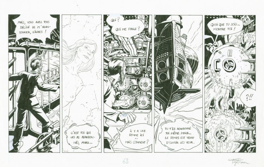 Planche originale (une rustine dnas la 5ème case) - Trystram et Baudy - Encre de Chine sur papier - 2709