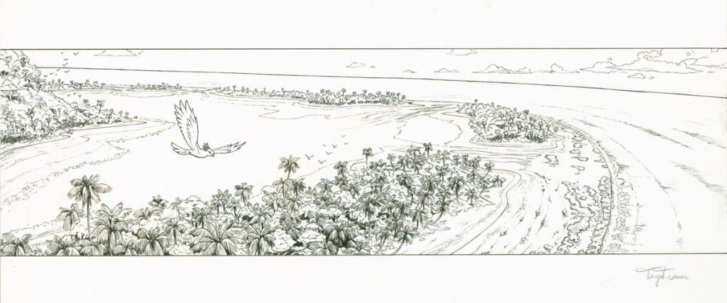 Planche originale (double page) - Trystram et Baudy - Encre de Chine sur papier - 2712