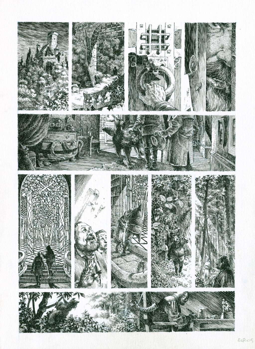 Planche originale noir et blanc : Pierre Dubois qui rentre dans l'univers du vitrail - Etienne Leroux - Encre de Chine - 2717