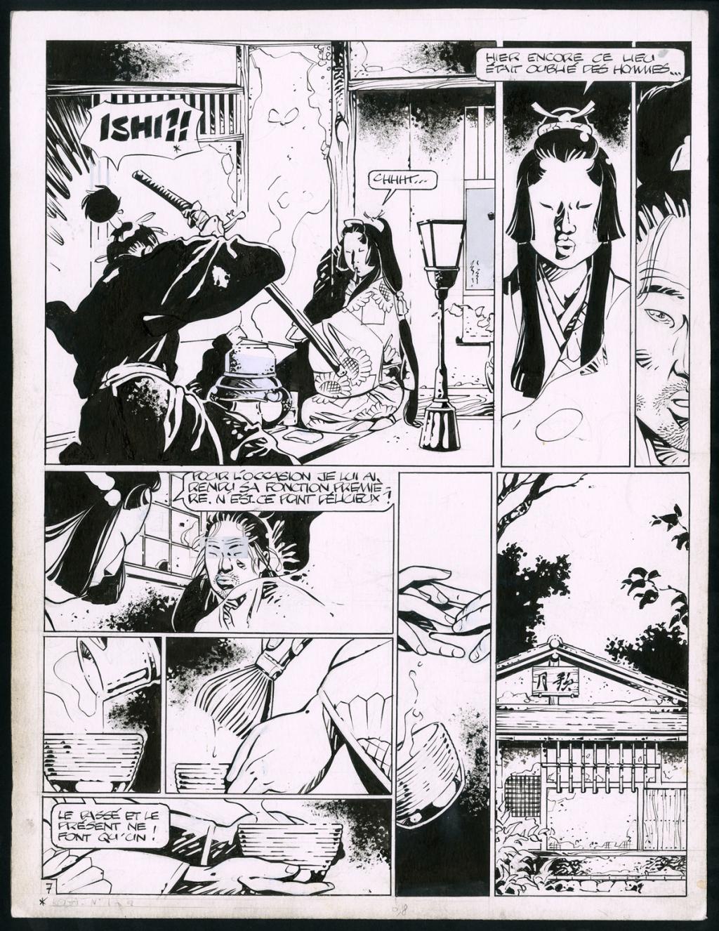 Planche originale (trace de correcteur blanc et rustines) - Marc Michetz - Encre de Chine sur papier - 3823