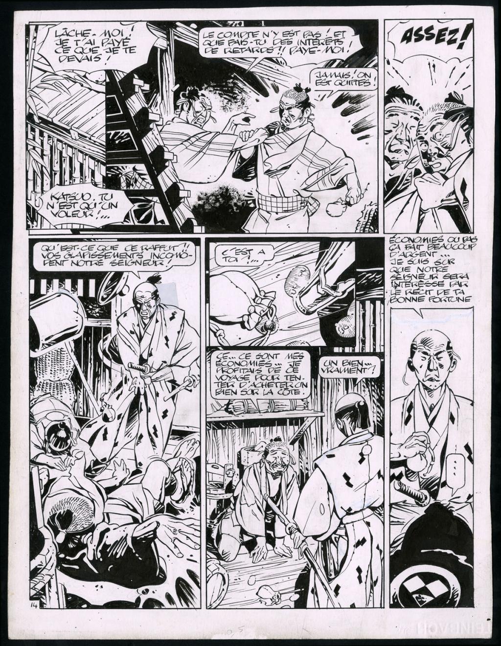 Planche originale (trace de correcteur blanc et rustines) - Marc Michetz - Encre de Chine sur papier - 3828