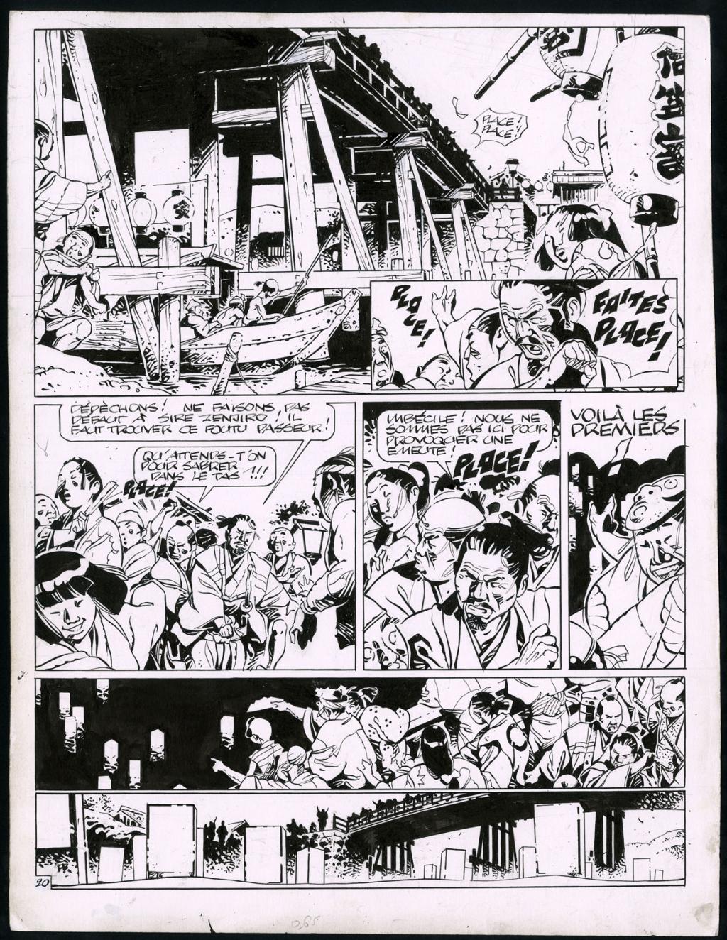 Planche originale (trace de correcteur blanc et rustines) - Marc Michetz - Encre de Chine sur papier - 3830