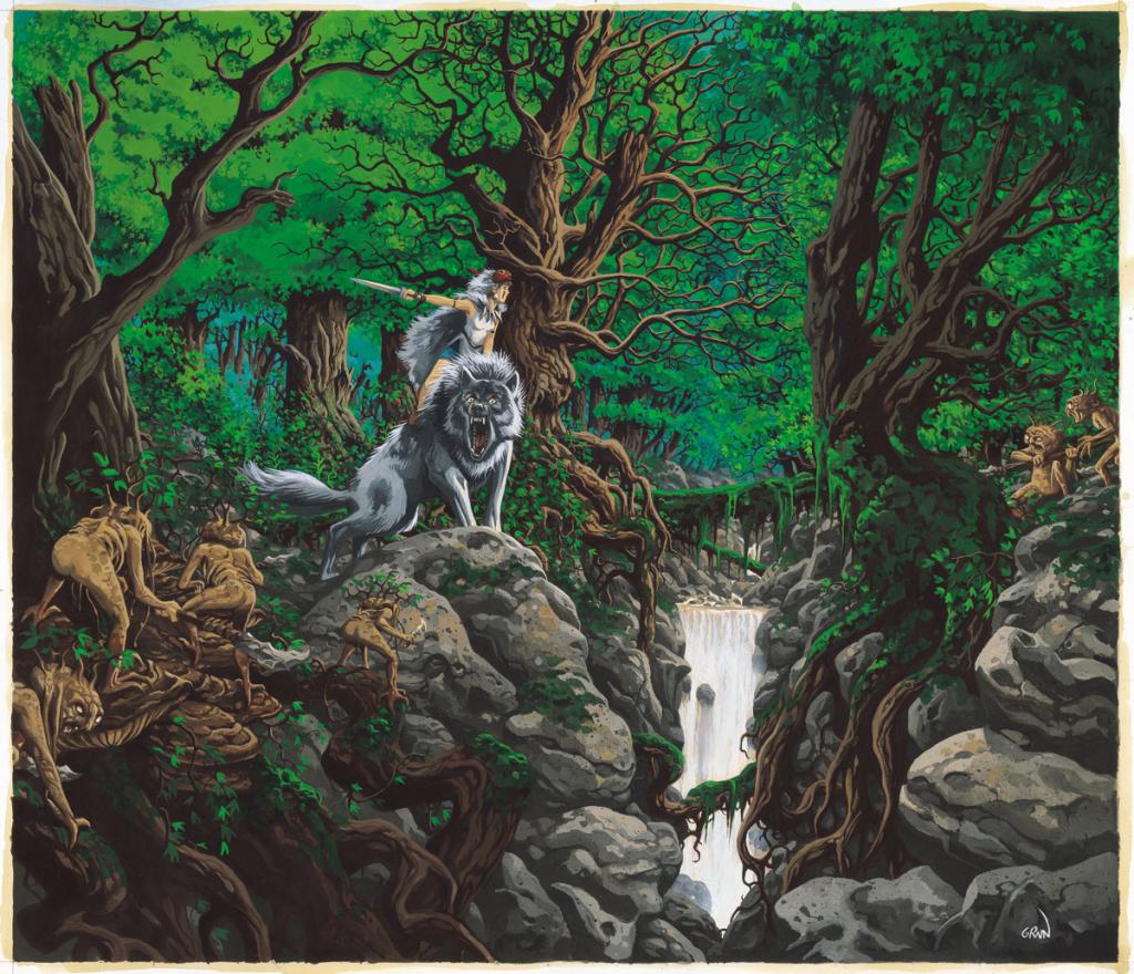 Grun : 
Princesse Mononoké, de Hayao Miyazaki (1997) - The Movie Show - Acrylique sur papier - 2722