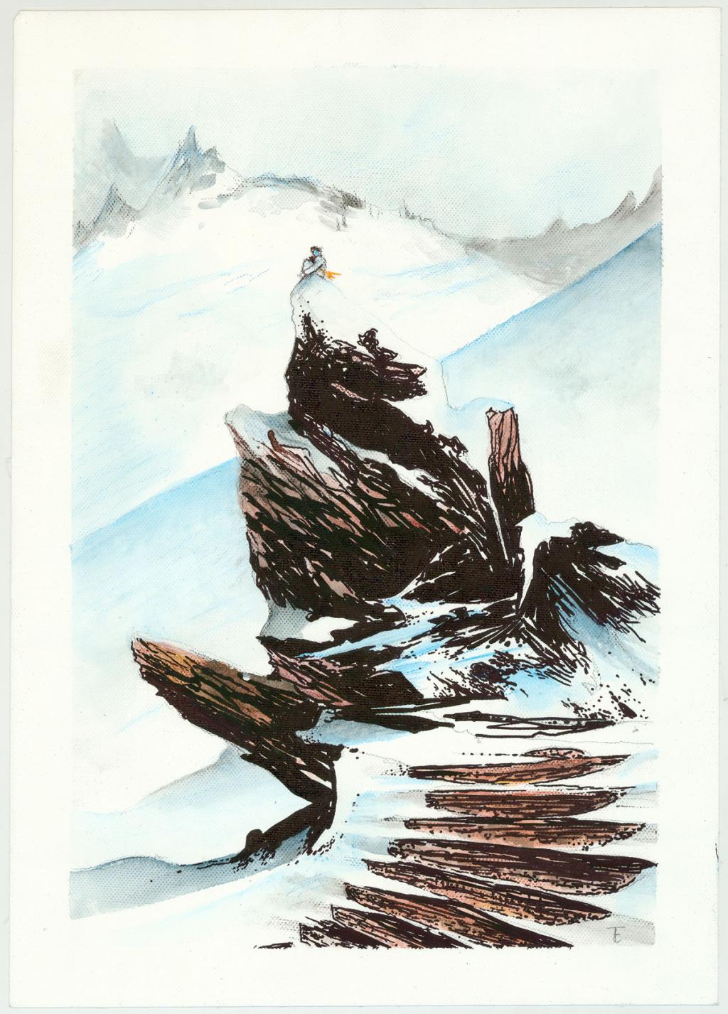 Illustration originale - Supplément cahier graphique - Antoine Carrion - Encre de couleur et crayon de couleur sur papier - 3802