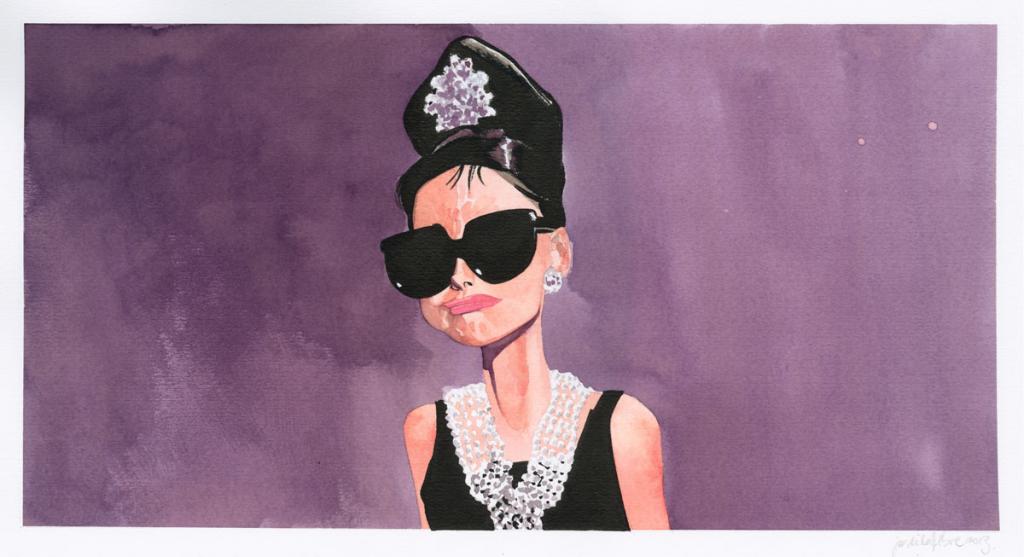 Jordi Lafebre : 
Portrait d'Audrey Hepburn - The Movie Show - Aquarelle sur papier - 2736