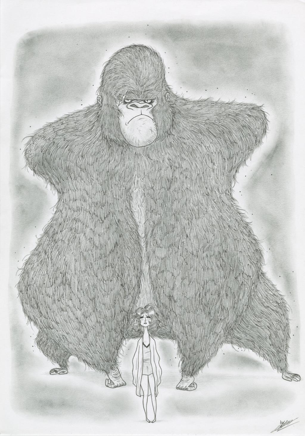 Olivier Silven :
King Kong (1933) - The Movie Show - Feutre indélébile, fusain et mine de plomb - 2740