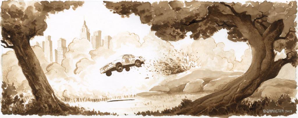 Nicolas Bannister :
Une journée en enfer - Die Hard 3, de John McTiernan (1988) - The Movie Show - Mine de plomb et lavis sur papier - 2744