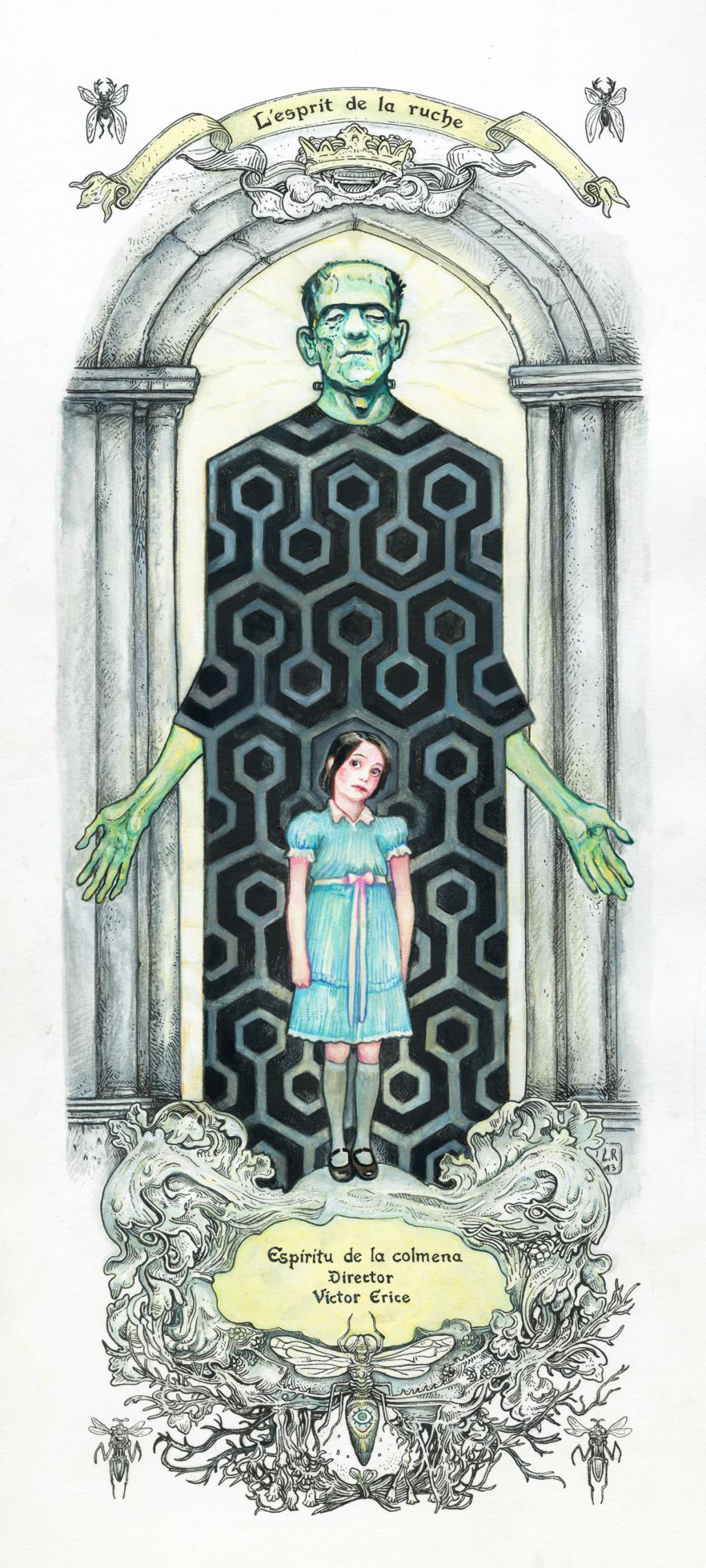 Lionel Richerand : 
L'esprit de la ruche, de Víctor Erice (1973) - The Movie Show - Encre de Chine et encre de couleur sur papier - 2745