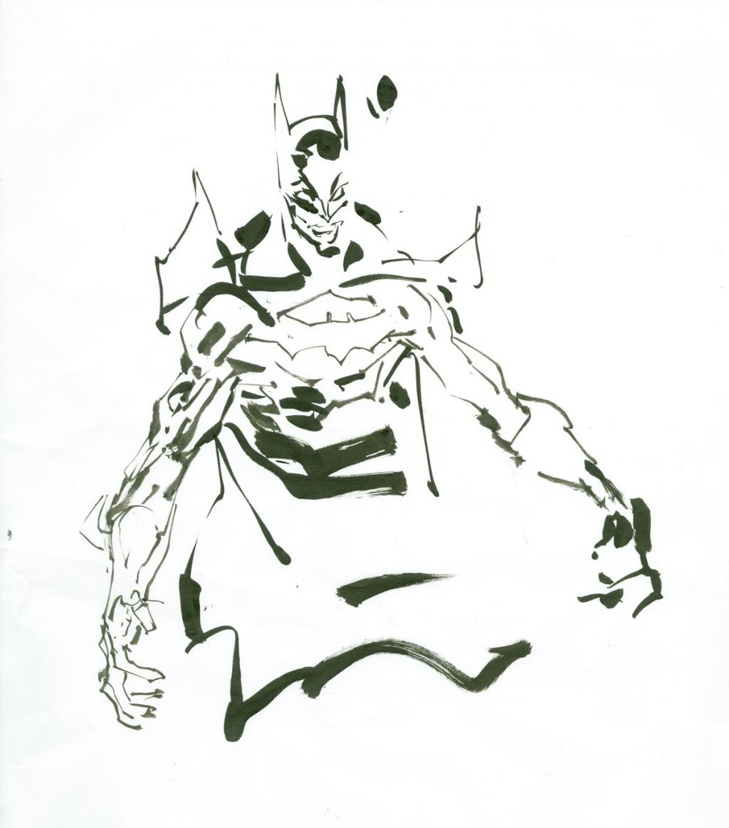 Batman et Joker - Bill Sienkiewicz - Encre de Chine sur papier - 3008