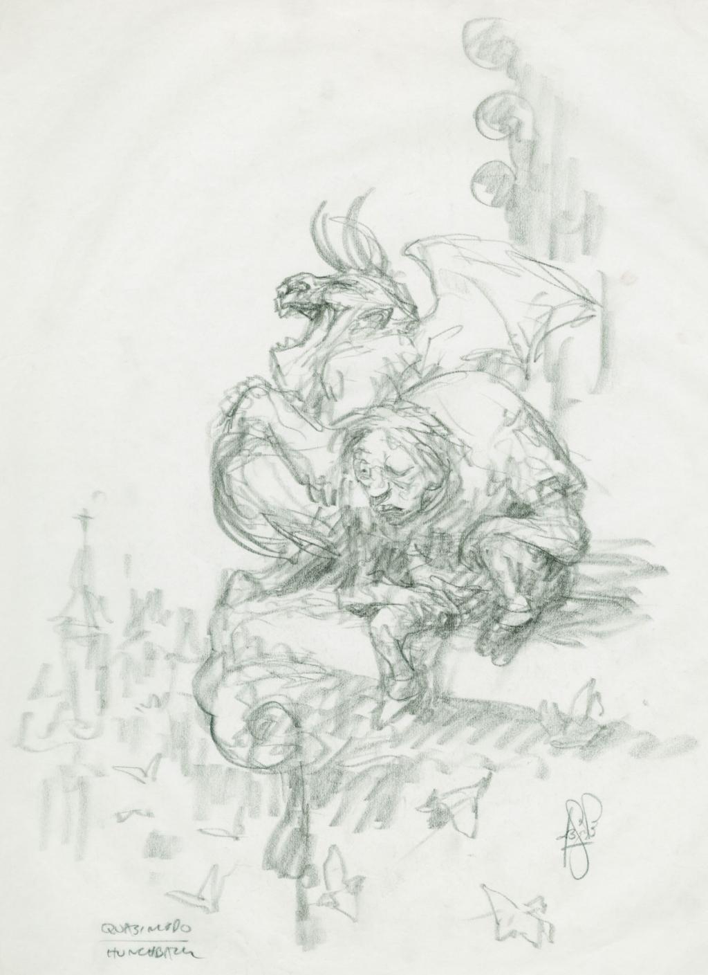 rechercher pour le long métrage Disney pour "le bossu de notre Dame - Peter de Sève - Mine de plomb sur papier - 2757