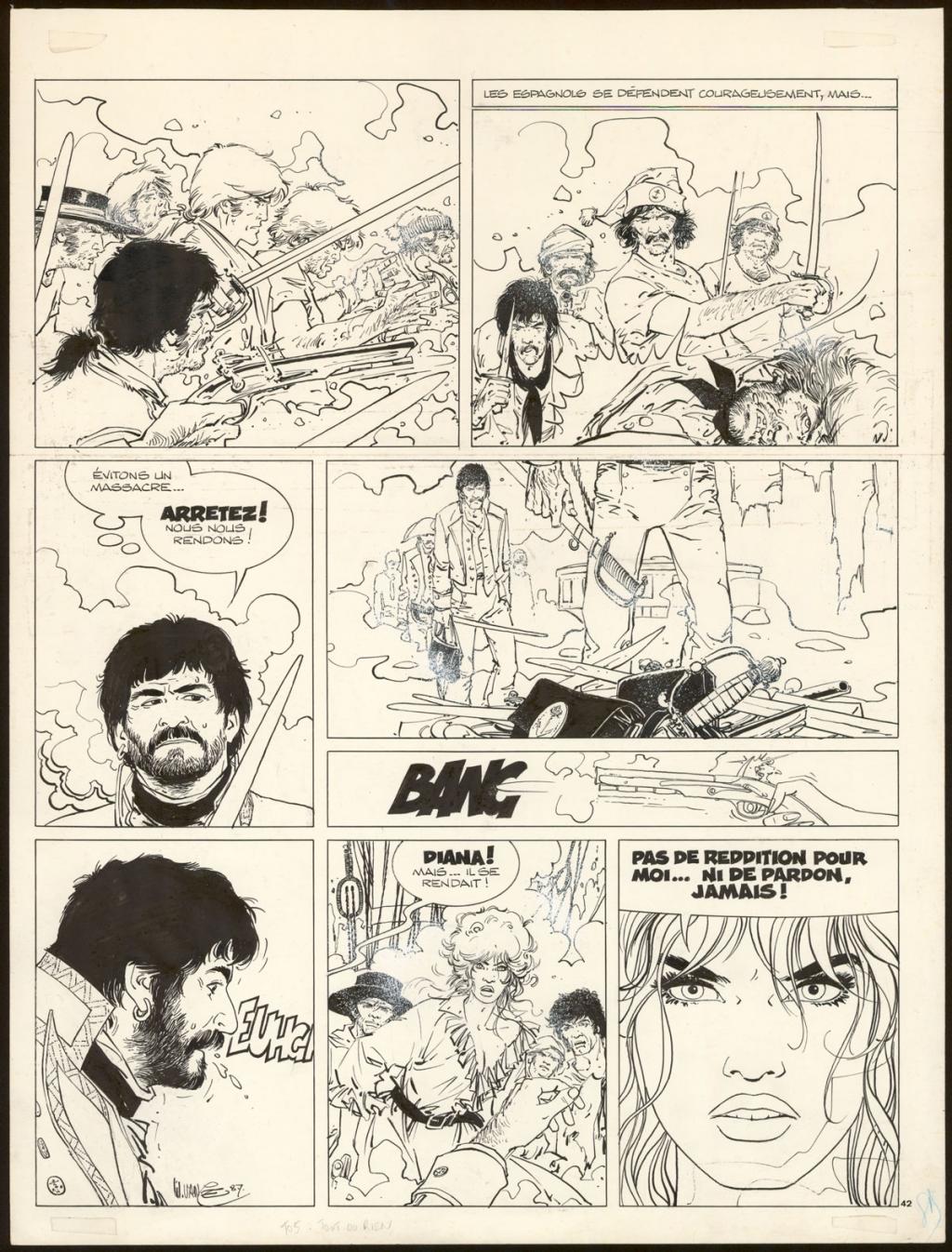 Planche originale n°42 - William Vance - Encre de Chine et gouache blanche sur papier - 4453