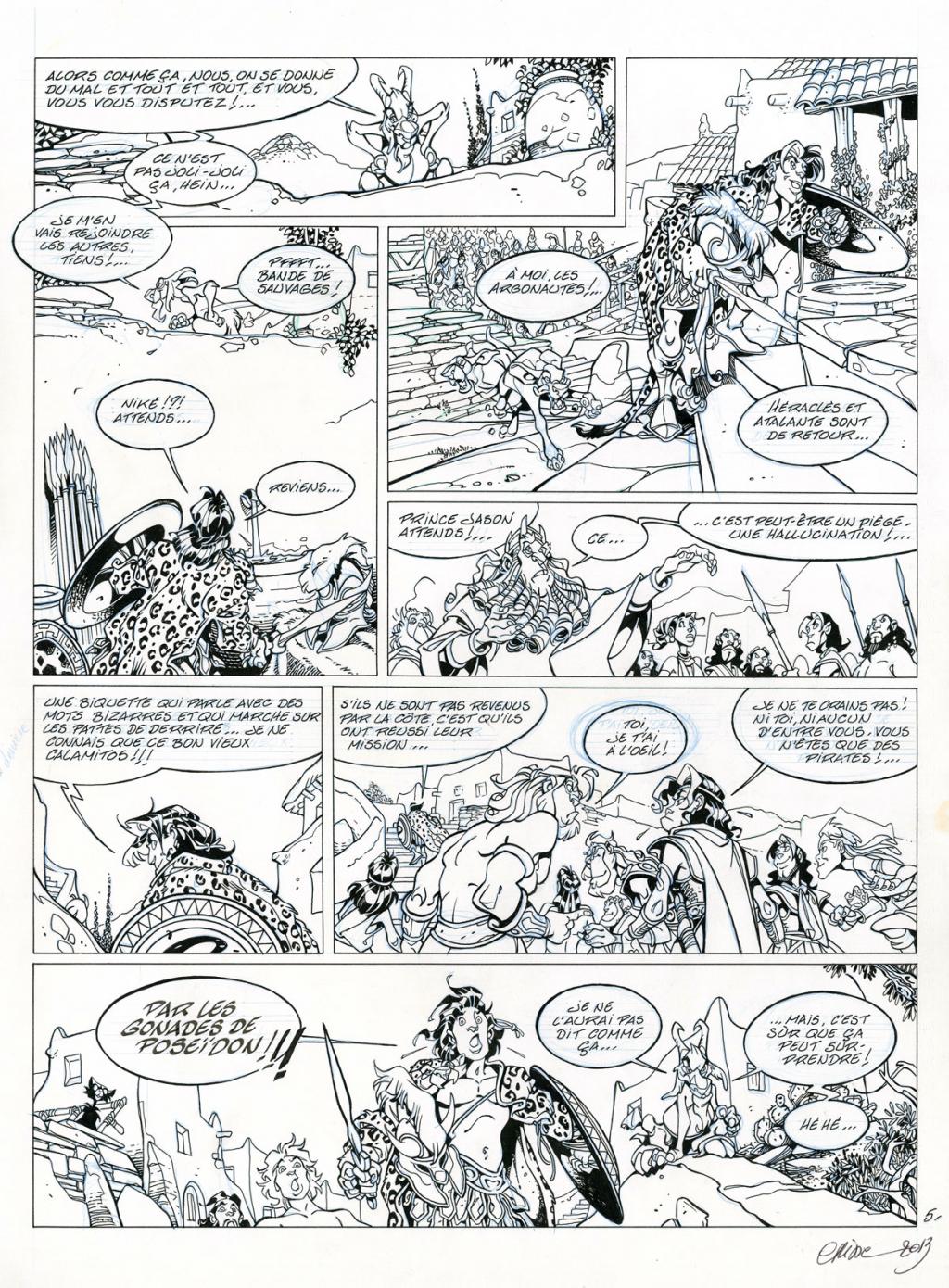 Planche originale (pliure en haut à droite et moitié inférieure) - Crisse - Encre de Chine et crayon de couleur sur papier - 2844