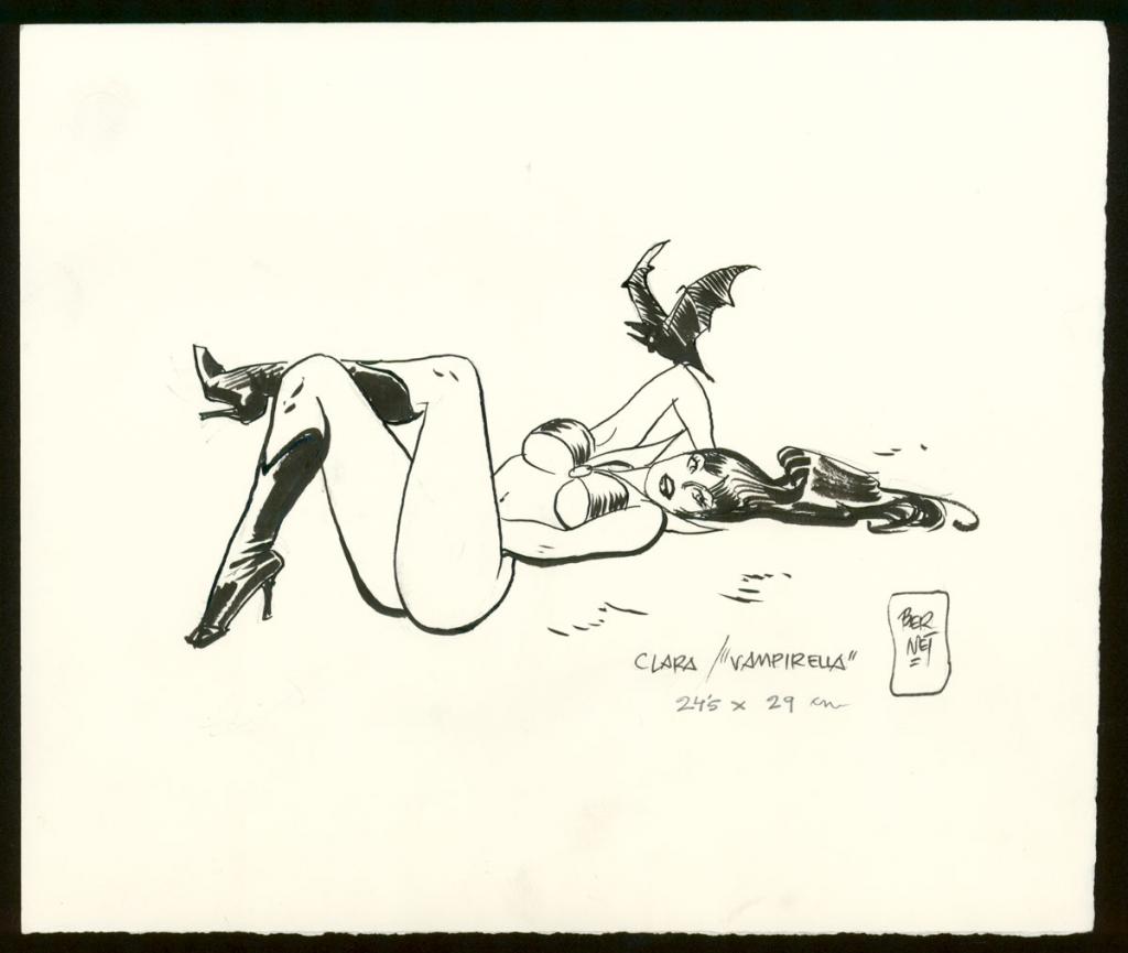Illustration originale - Clara/Vampirella - Jordi Bernet - Encre de Chine et mine de plomb sur papier - 3992