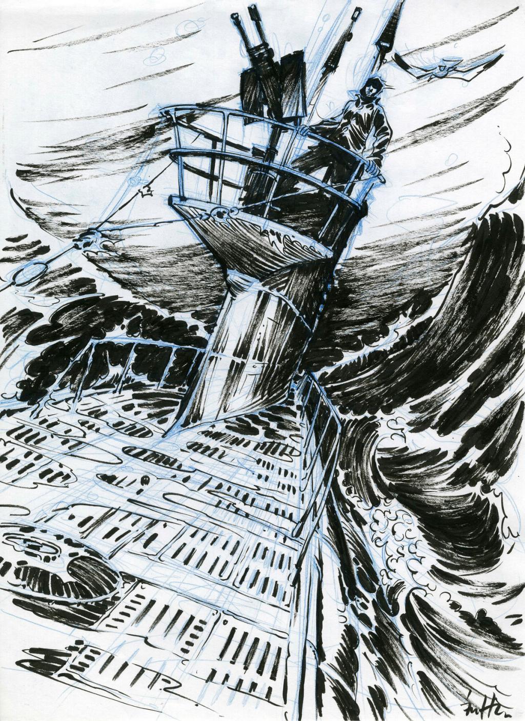 Illustration originale - Recherche et illustration finale - Javier Hernández - Encre de Chine et crayon bleu sur papier - 4027