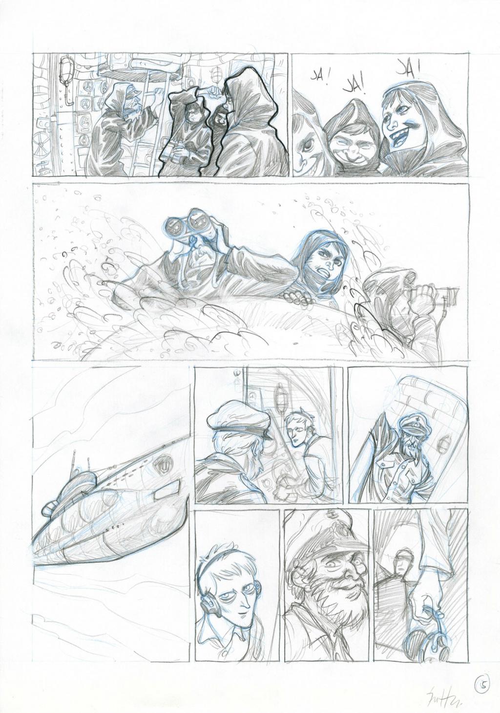 Planche originale - Crayonné et planche finale - Javier Hernández - Mine de plomb, crayon bleu et encre de Chine - 4028