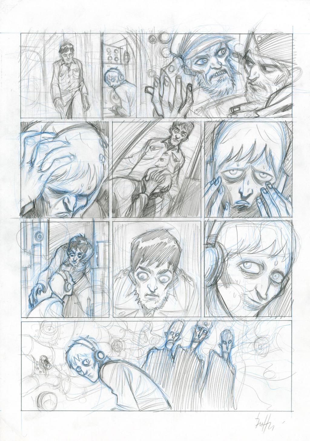 Planche originale - Crayonné et planche finale - Javier Hernández - Mine de plomb, crayon bleu et encre de Chine - 4030