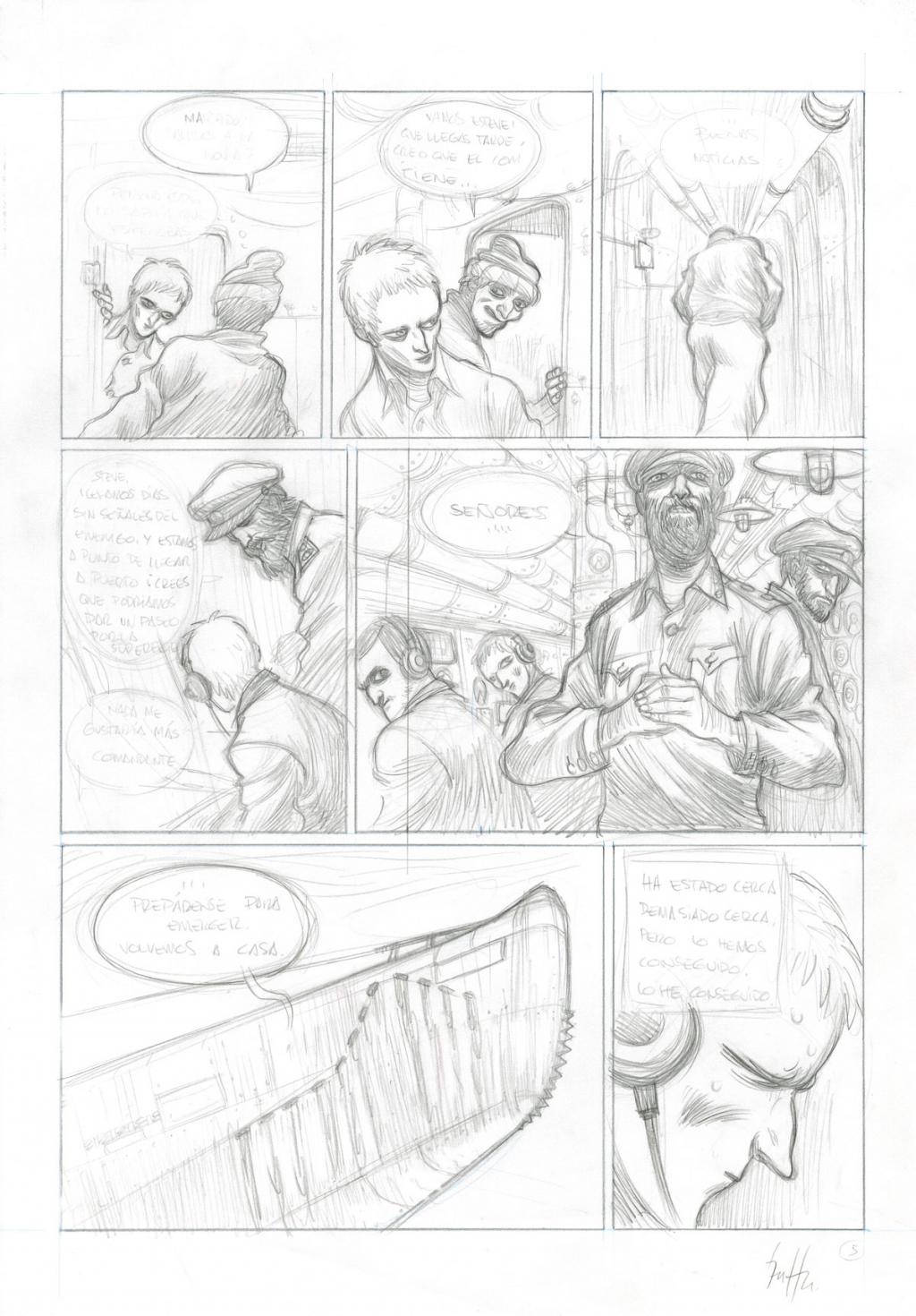 Planche originale - Crayonné et planche finale - Javier Hernández - Mine de plomb, crayon bleu et encre de Chine - 4031