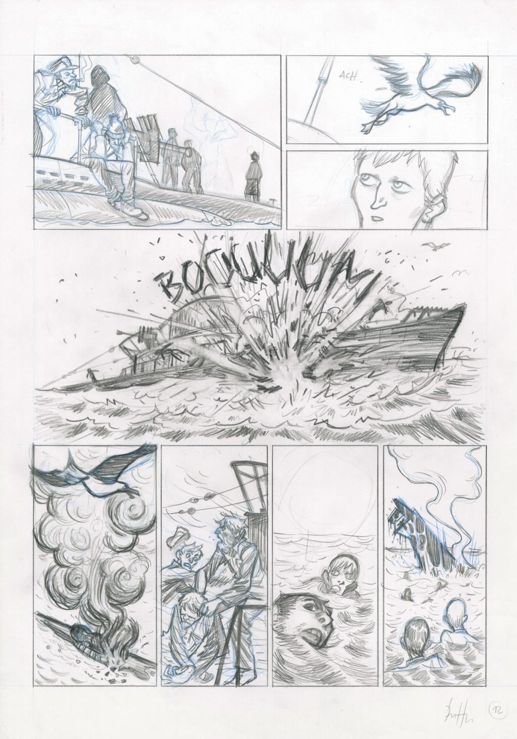 Planche originale - Crayonné et planche finale - Javier Hernández - Mine de plomb, crayon bleu et encre de Chine - 4033