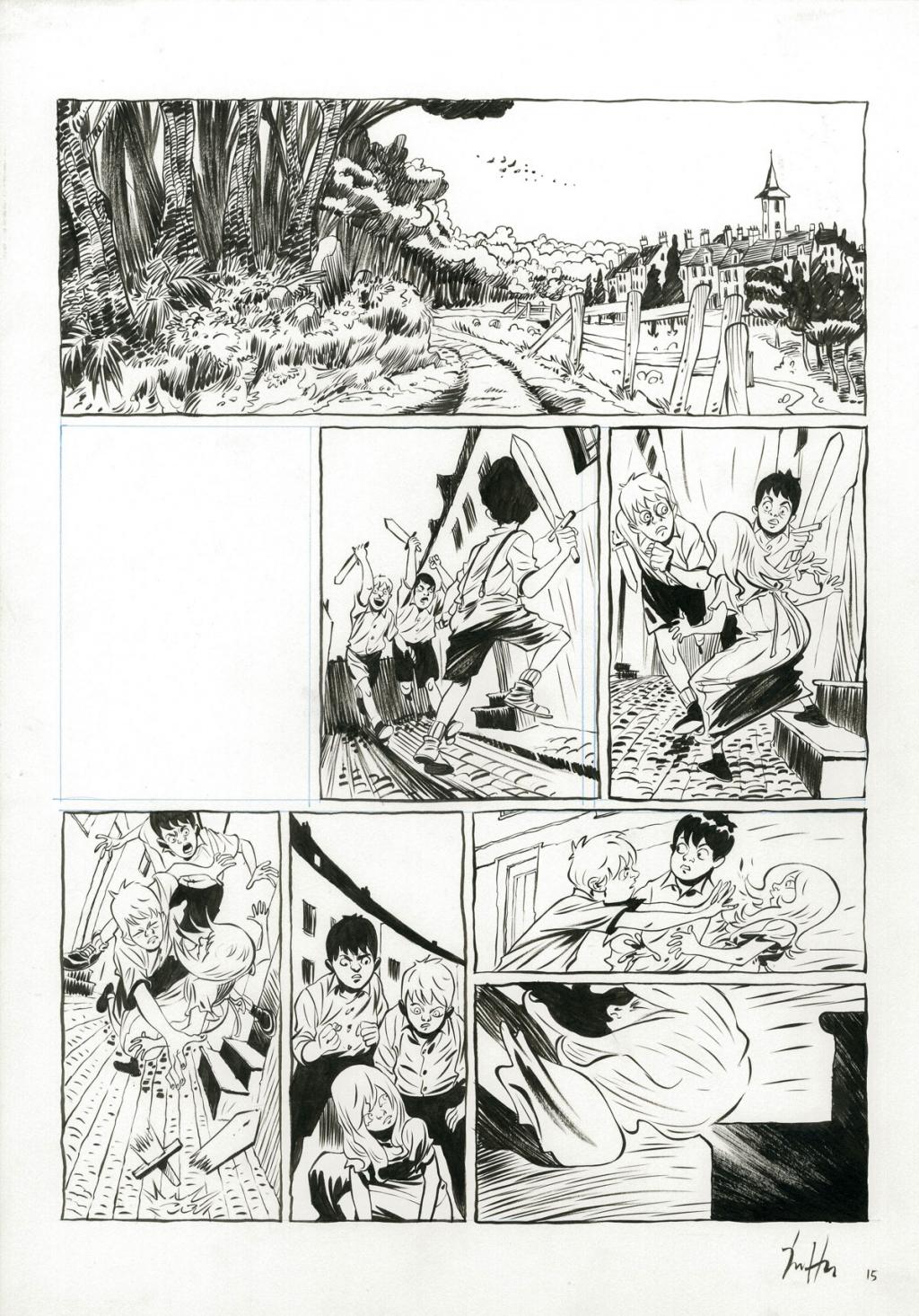 Planche originale - Planche encrée et cases définitives - Javier Hernández - Encre de Chine et crayon bleu sur papier - 4034