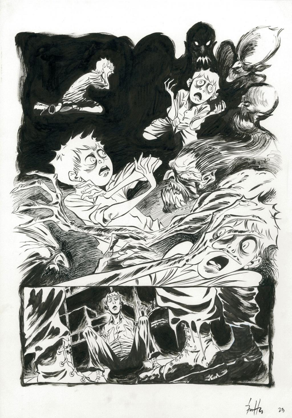 Planche originale - Crayonné et planche finale - Javier Hernández - Mine de plomb, crayon bleu et encre de Chine - 4035