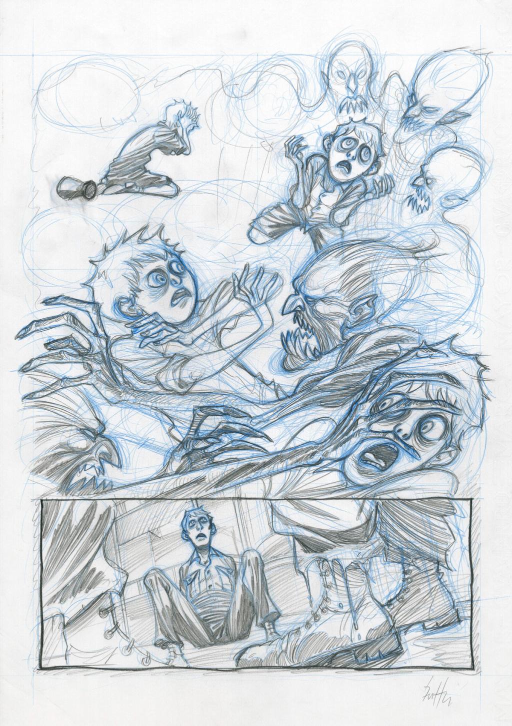 Planche originale - Crayonné et planche finale - Javier Hernández - Mine de plomb, crayon bleu et encre de Chine - 4035