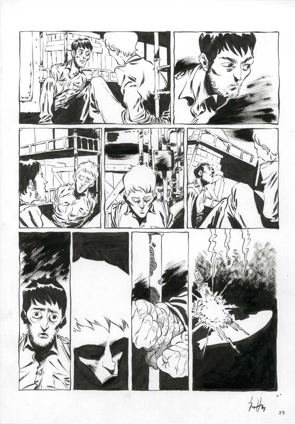 Planche originale - Crayonné et planche finale - Javier Hernández - Mine de plomb, crayon bleu et encre de Chine - 4036