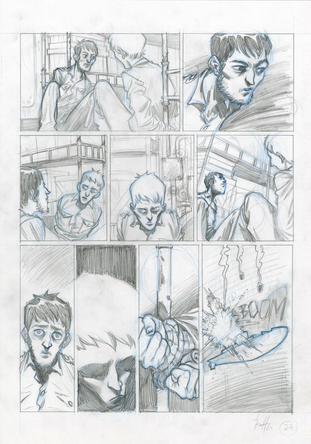 Planche originale - Crayonné et planche finale - Javier Hernández - Mine de plomb, crayon bleu et encre de Chine - 4036