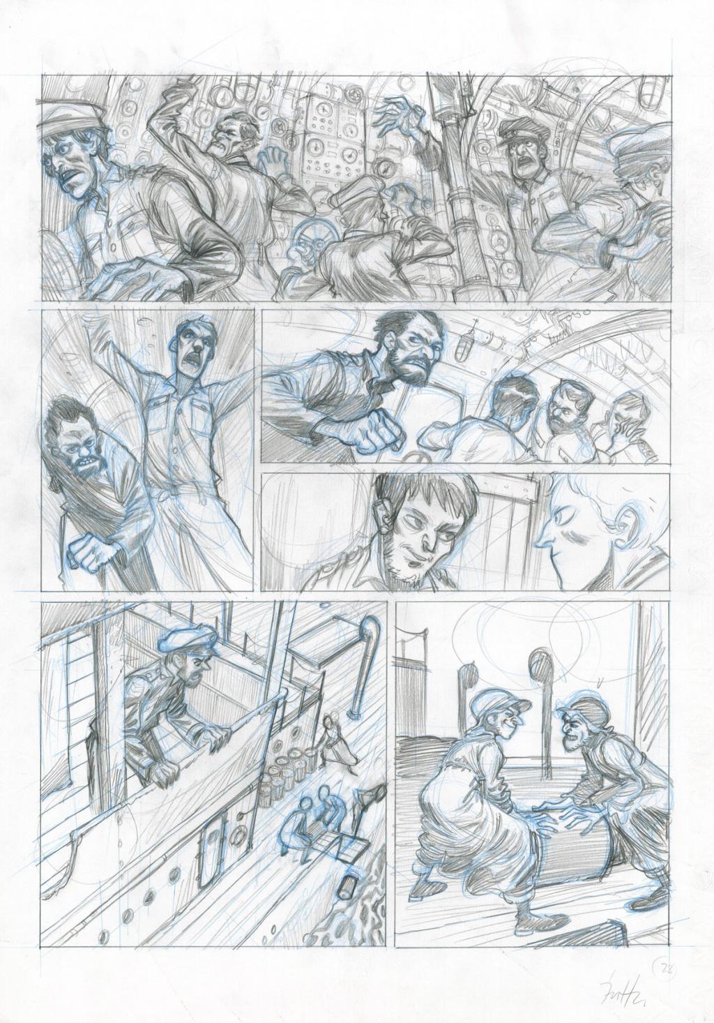 Planche originale - Crayonné, planche finale et case - Javier Hernández - Mine de plomb, crayon bleu et encre de Chine - 4037