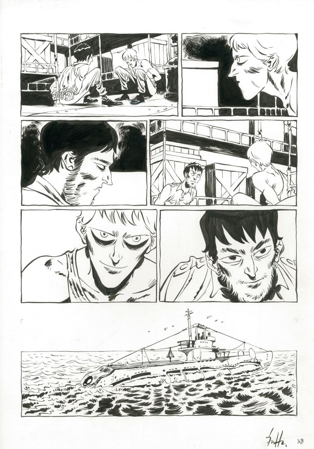 Planche originale - Crayonné et planche finale - Javier Hernández - Mine de plomb, crayon bleu et encre de Chine - 4039