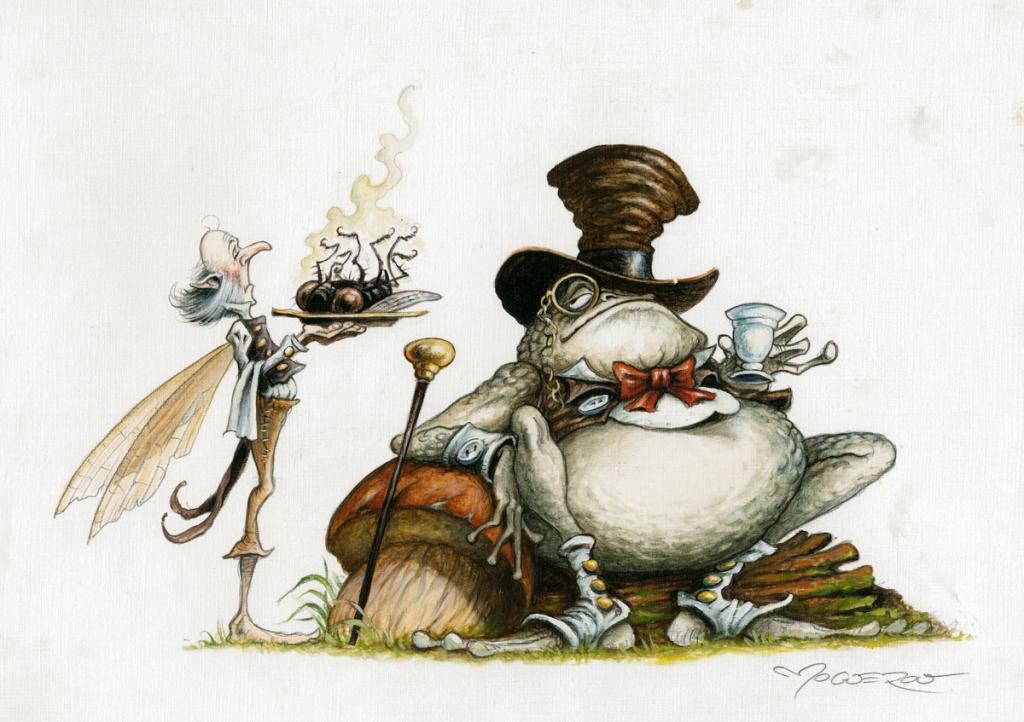 Illustration originale - Monsieur est servi - Pascal Moguérou - Stylo, gouache et encre de couleur - 2809