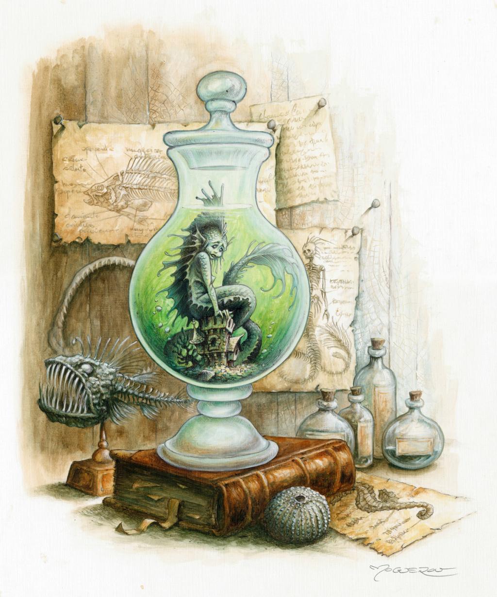 Illustration originale - La Petite Sirène - Pascal Moguérou - Stylo, gouache et encre de couleur - 2812