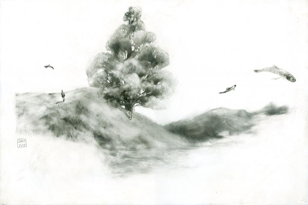 illustration originale - Alexandre Day - graphite sur médium - 2825