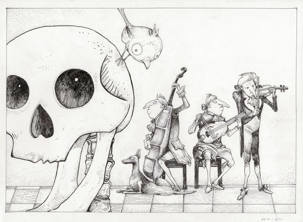 Illustration originale - Double page - Lionel Richerand - Encre de Chine - 2849