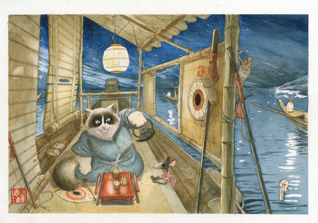 illustration originale - Le Monde selon Raoul - Frédéric Saurel - Aquarelle et encre de Chine sur papier - 2862