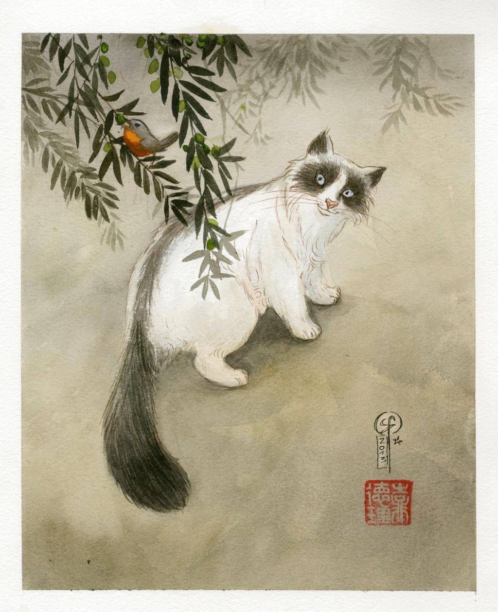 illustration originale - Le Monde selon Raoul - Frédéric Saurel - Aquarelle et encre de Chine sur papier - 2860