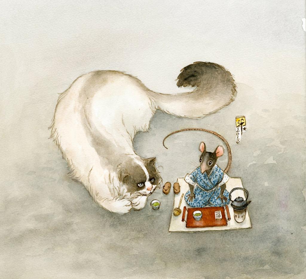 illustration originale - Le Monde selon Raoul - Frédéric Saurel - Aquarelle et encre de Chine sur papier - 2693