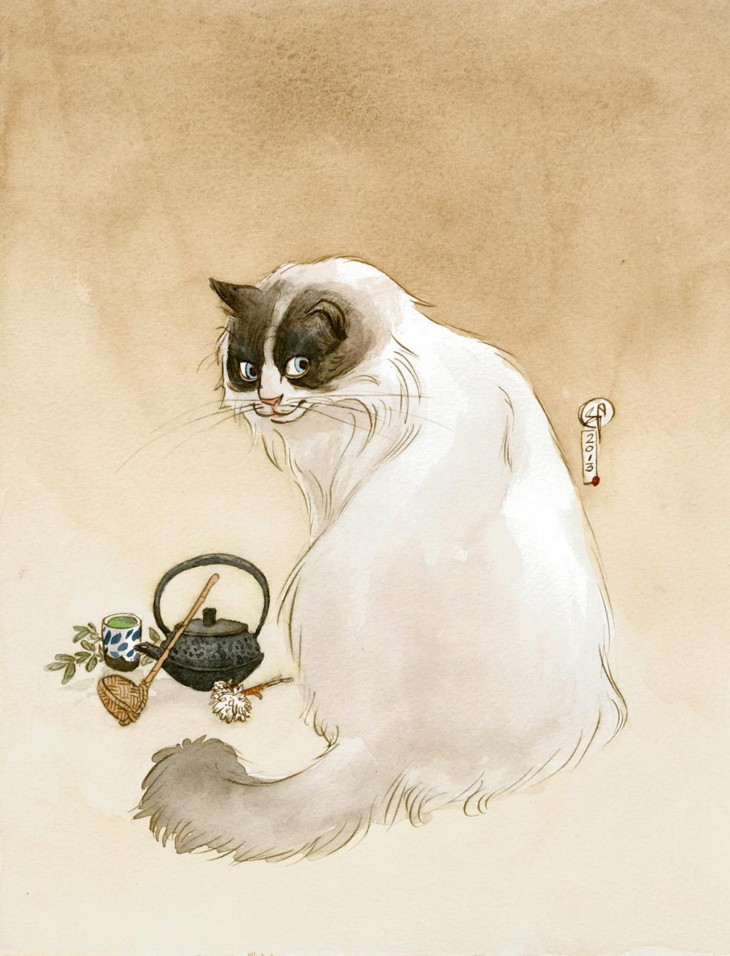 illustration originale - Le Monde selon Raoul - Frédéric Saurel - Aquarelle et encre de Chine sur papier - 2692