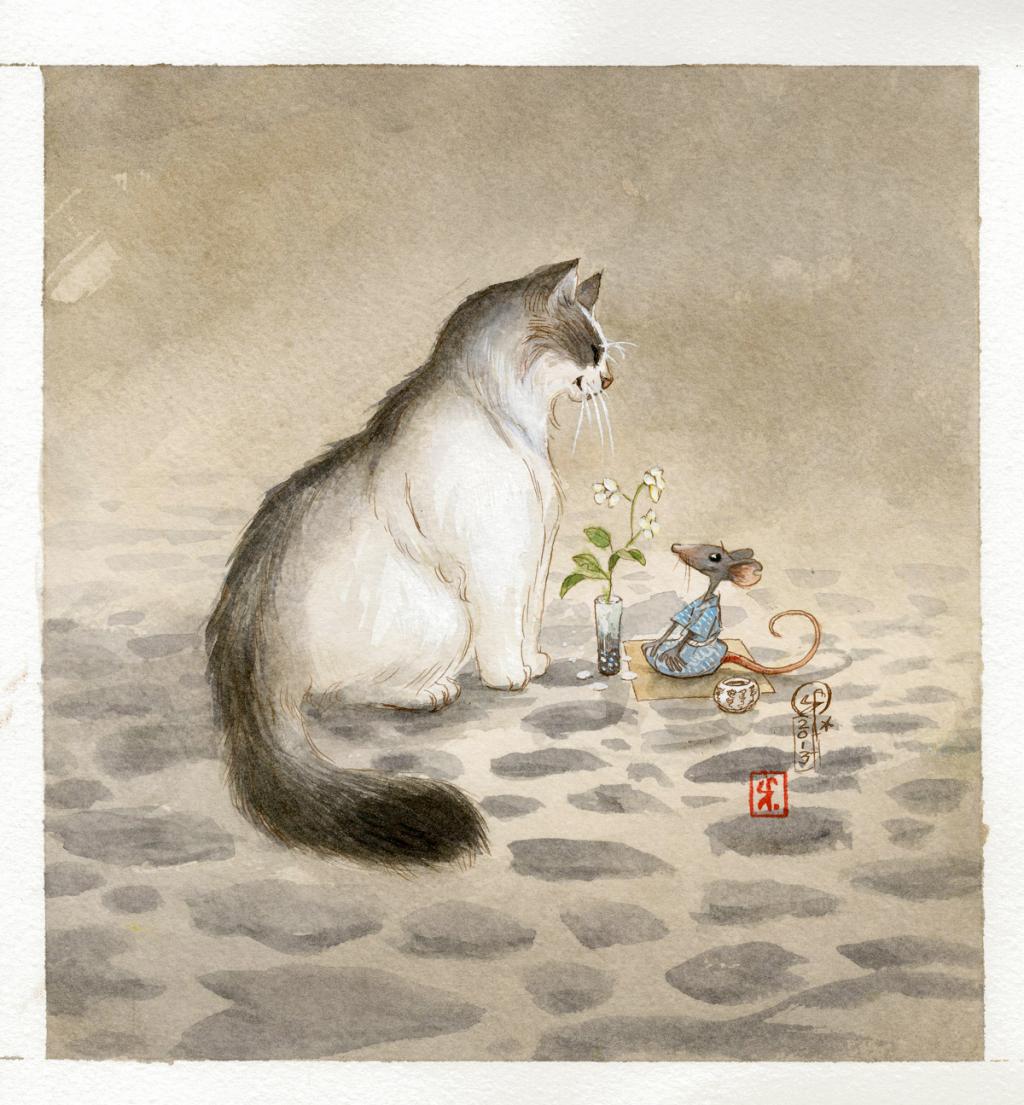 illustration originale - Le Monde selon Raoul - Frédéric Saurel - Aquarelle et encre de Chine sur papier - 2691